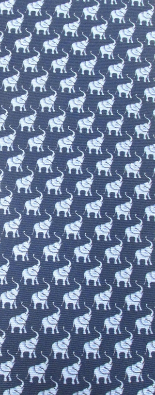 Elephant - Italian Printed Silk Navy Tie - Van Buck - BLOSSOM & MOON