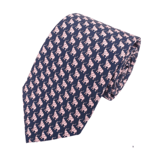 Elephant - Italian Silk Navy Tie - Van Buck - BLOSSOM & MOON