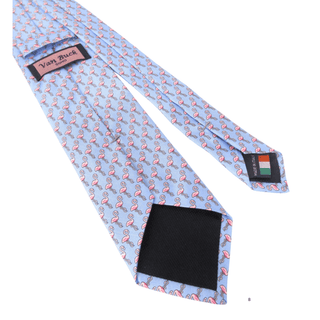 Flamingo - Italian Blue Silk Tie - Van Buck - BLOSSOM & MOON