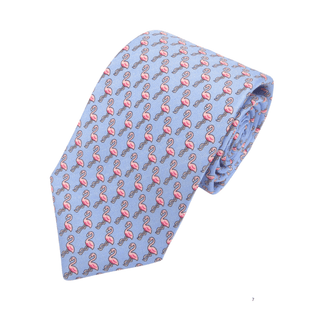 Flamingo - Italian Blue Silk Tie - Van Buck - BLOSSOM & MOON