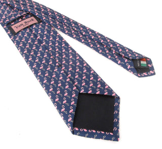 Flamingo - Italian Navy Silk Tie - Van Buck - BLOSSOM & MOON