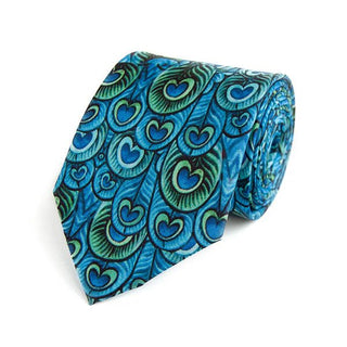 Fox & Chave De Morgan Peacock Feathers Silk Tie - BLOSSOM & MOON