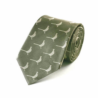 Fox & Chave Green Standing Pheasant Silk Tie - BLOSSOM & MOON