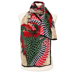 Fox & Chave Hokusai Phoenix Crêpe de Chine Silk Scarf - BLOSSOM & MOON