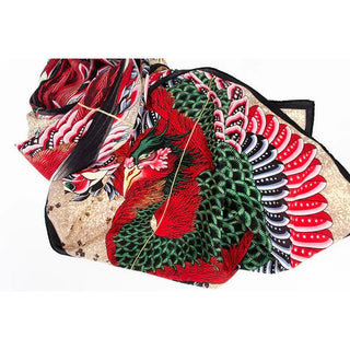 Fox & Chave Hokusai Phoenix Crêpe de Chine Silk Scarf - BLOSSOM & MOON