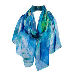 Fox & Chave Monet Water Lilies Chiffon Silk Scarf - BLOSSOM & MOON