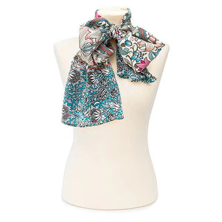 Fox & Chave Morris Golden Lily Pink Crêpe de Chine Silk Scarf - BLOSSOM & MOON