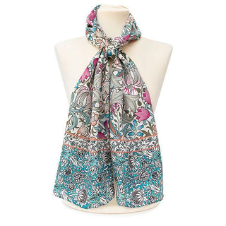Fox & Chave Morris Golden Lily Pink Crêpe de Chine Silk Scarf - BLOSSOM & MOON