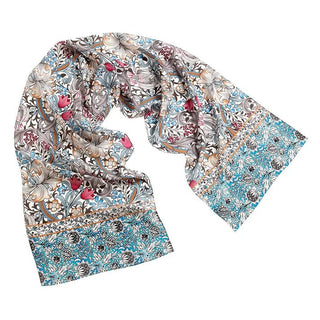 Fox & Chave Morris Golden Lily Pink Crêpe de Chine Silk Scarf - BLOSSOM & MOON