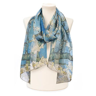 Fox & Chave Van Gogh Almond Blossom Chiffon Silk Scarf - BLOSSOM & MOON