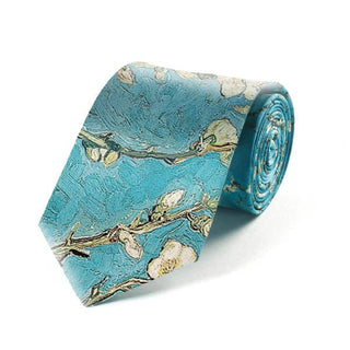 Fox & Chave Van Gogh Almond Blossom Silk Tie - BLOSSOM & MOON
