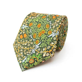 Fox & Chave William Morris Blackthorn Silk Tie - BLOSSOM & MOON