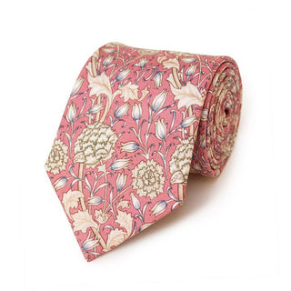 Fox & Chave William Morris Wild Tulip Pink Silk Tie - BLOSSOM & MOON