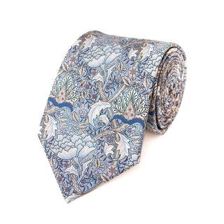 Fox & Chave William Morris Windrush Blue Silk Tie - BLOSSOM & MOON