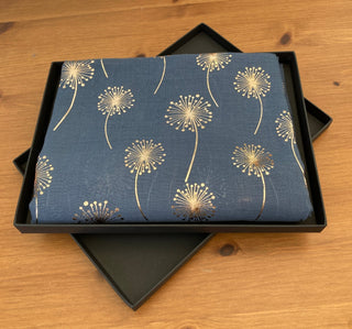 Gift Boxed Rose Gold Foil DANDELION print scarf Denim Blue - BLOSSOM & MOON