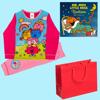 Girls Disney MR MEN LITTLE MISS pyjamas, Bedtime Book & Gift Bag - BLOSSOM & MOON