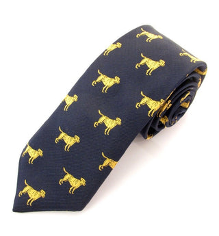 Golden Labrador Navy Silk Tie - Van Buck - BLOSSOM & MOON