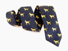 Golden Labrador Navy Silk Tie - Van Buck - BLOSSOM & MOON