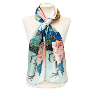 Hiroshige Peacock Habotai Silk Scarf - Fox & Chave - BLOSSOM & MOON
