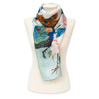 Hiroshige Peacock Habotai Silk Scarf - Fox & Chave - BLOSSOM & MOON