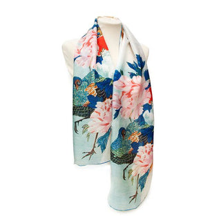Hiroshige Peacock Habotai Silk Scarf - Fox & Chave - BLOSSOM & MOON