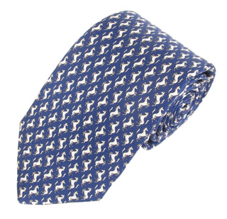 Horse - Italian Printed Silk Blue Tie - Van Buck - BLOSSOM & MOON