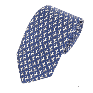 Horse - Italian Silk Blue Tie - Van Buck - BLOSSOM & MOON