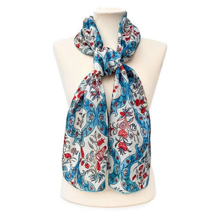 Indian Blue Floral Silk Scarf - Fox & Chave - BLOSSOM & MOON