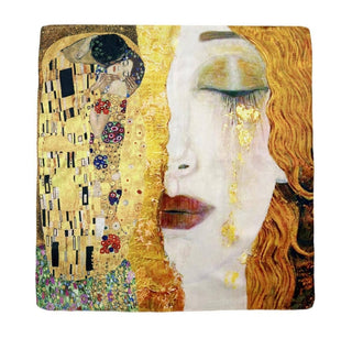 Klimt 'The Kiss/Golden Tears' Silk Blend Square Scarf - BLOSSOM & MOON