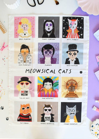 Meowsical Cats Tea Towel  - BLOSSOM & MOON