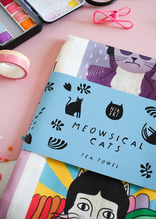 Meowsical Cats Tea Towel  - BLOSSOM & MOON
