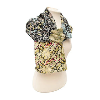 Morris Black Mix Crêpe de Chine Silk Scarf - Fox & Chave - BLOSSOM & MOON