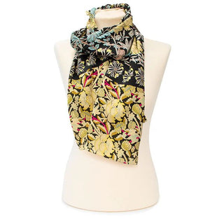 Morris Black Mix Crêpe de Chine Silk Scarf - Fox & Chave - BLOSSOM & MOON
