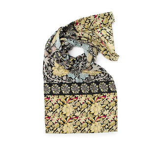 Morris Black Mix Crêpe de Chine Silk Scarf - Fox & Chave - BLOSSOM & MOON