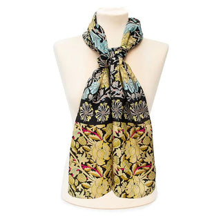 Morris Black Mix Crêpe de Chine Silk Scarf - Fox & Chave - BLOSSOM & MOON