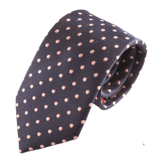 Navy Blue Silk Tie with Pink Polka Dots - BLOSSOM & MOON