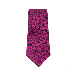 Navy & Cerise Leaf London silk tie - BLOSSOM & MOON