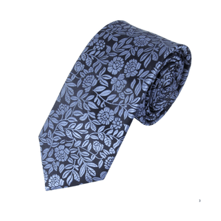 Navy & Royal Blue Leaf London silk tie - BLOSSOM & MOON
