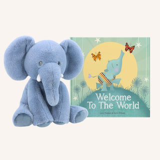 New Baby Gift Set - Elephant & Welcome to the World Gift Book - BLOSSOM & MOON