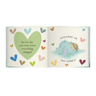 New Baby Gift Set - Elephant & Welcome to the World Gift Book - BLOSSOM & MOON