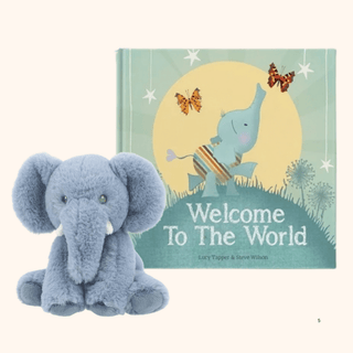 New Baby Gift Set - Keeleco Elephant & Welcome to the World Gift Book - BLOSSOM & MOON