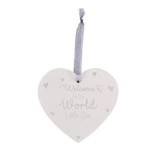 New Baby Welcome to the World Heart Wooden Plaque - BLOSSOM & MOON