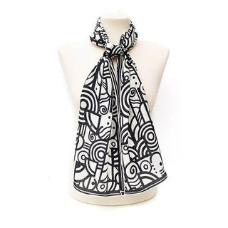 Deco Scroll Crêpe de Chine Silk Scarf - Fox & Chave