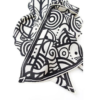 Deco Scroll Crêpe de Chine Silk Scarf - Fox & Chave
