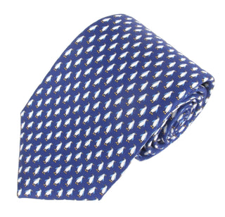 Penguin - Italian Printed Silk Blue Tie - Van Buck - BLOSSOM & MOON