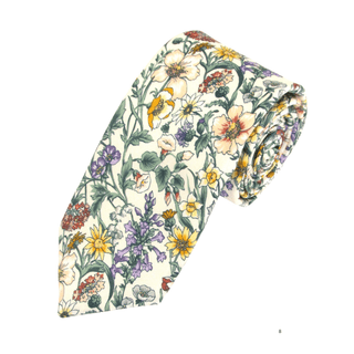 Rachel Cream Silk Tie Made with Liberty Fabric - BLOSSOM & MOON