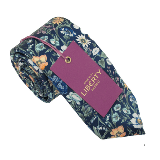 Rachel Navy Silk Tie Made with Liberty Fabric - BLOSSOM & MOON