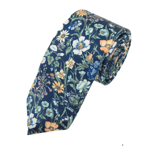 Rachel Navy Silk Tie Made with Liberty Fabric - BLOSSOM & MOON