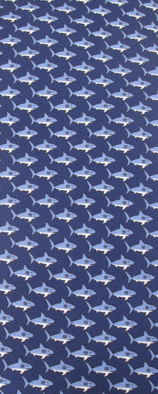 Shark - Italian Printed Silk Navy Tie - Van Buck - BLOSSOM & MOON