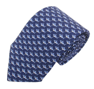 Shark - Italian Printed Silk Navy Tie - Van Buck - BLOSSOM & MOON